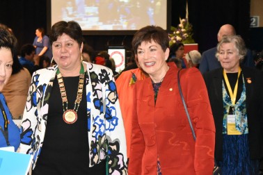 an image of Dame Patsy with President of the League, Prue Kapua