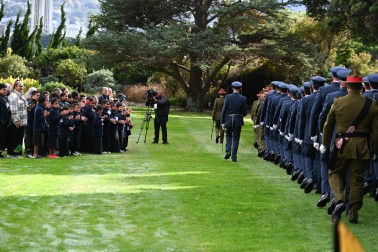 Tamariki giving the Guard of Honour a round of applause