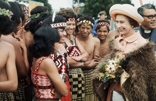 The Queen greets a group of children 