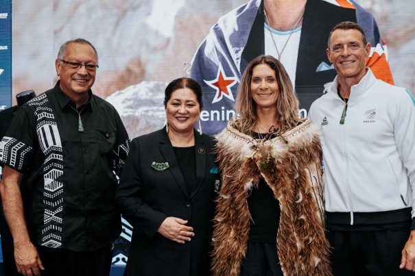 Dame Cindy with Jo Aleh, Nigel Avery and Tā Derek Lardeli