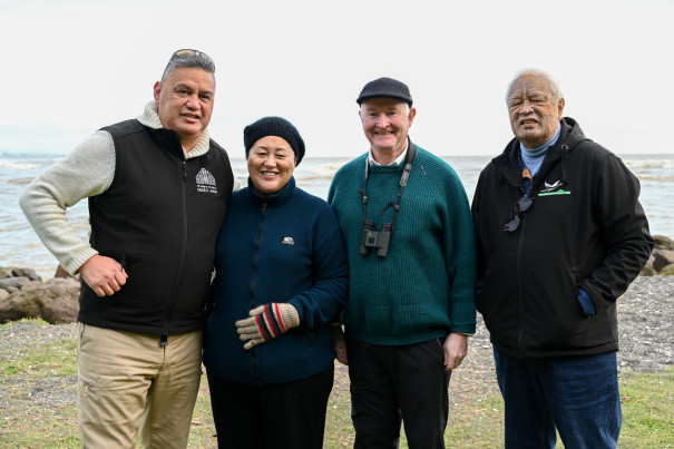 Dame Cindy and Dr Davies with Des and Joe Harawira