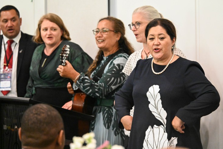 Dame Cindy and Government House staff sing a waiata