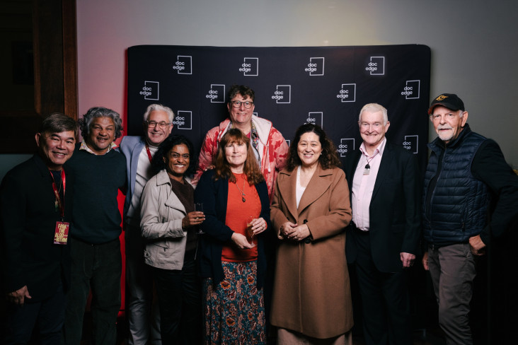 Dame Cindy and Dr Davies with festival organisers and filmmakers