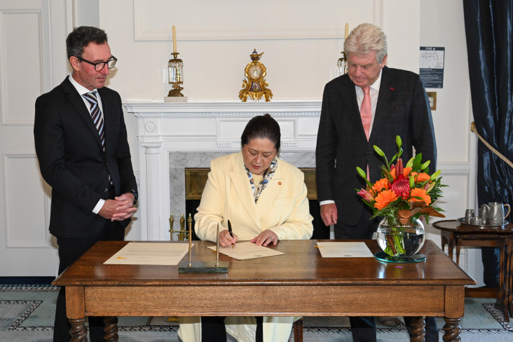 Dame Cindy signing the writ for the general election 2026