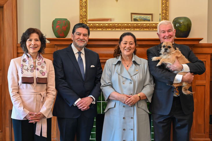Dame Cindy receives a farewell call from His Excellency Alfredo Pérez Bravo, Ambassador of Mexico to New Zealand and Dean of the Diplomatic Corps