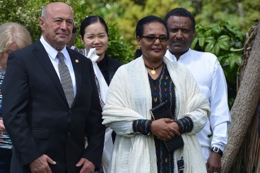 HE Mrs Tirfu Kidanemariam Gebrehiwet, The Ambassador of the Republic of Ethiopia arriving at Government House.