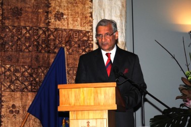 Kamalesh Sharma, Secretary-General of the Commonwealth, gives his address.