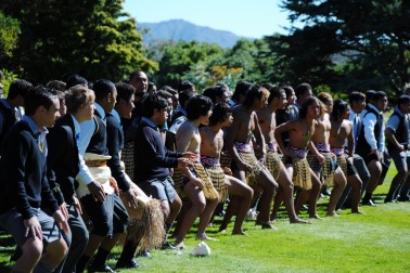 Rongotai College students perform a Haka.