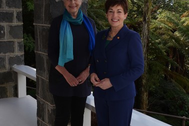 An image of Dame Patsy Reddy and Dame Silvia Cartwright at Government House Auckland