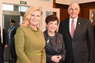 Image of HE Dame Patsy Reddy and Sir David Gascoigne with the President of the Republic of Croatia,Her Excellency Kolinda Grabar-Kitarovic