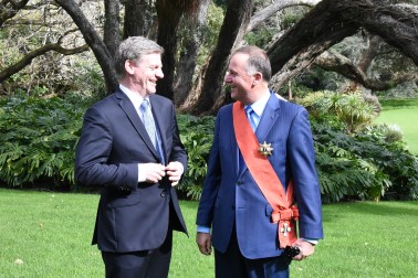 Image of The Rt Hon Bill English and the Rt Hon Sir John Key at Government House in Auckland