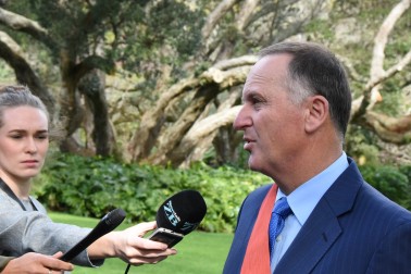 Image of The Rt Hon Sir John Key being interviewed after his investiture