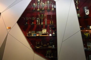 An image of Trophies won by champion weightlifter Precious McKenzie