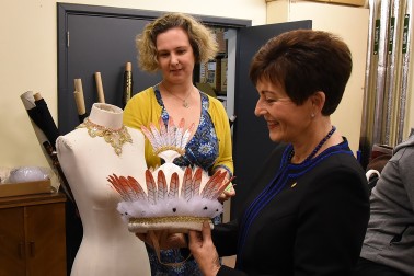 Image of Dame Patsy and RNZB Director, Marketing and Development Susannah Lees-Jefferies looking at costumes