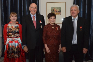 an image of Their Excellencies with Toro Waaka MNZM and Marion Waaka