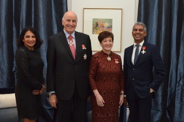 an image of Their Excellencies with Robert Khan, MNZM and Prakashni Khan