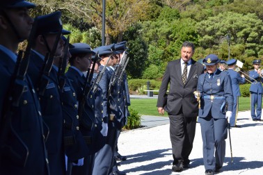 an image of HE Mr Mirza Hajric, Ambassador of Bosnia and Herzegovina inspecting the honour guard