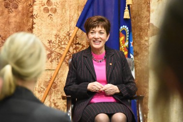 Image of Dame Patsy Reddy speaking at the Auckland Women in Law forum