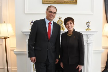 Image of HE The Rt Hon Dame Patsy Reddy with HE Mr Marc Mullie, Ambassador of the Kingdom of Belgium