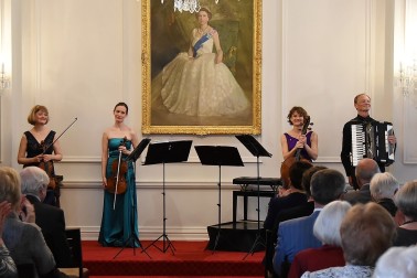 Image of the New Zealand String Quartet at the end of their performance