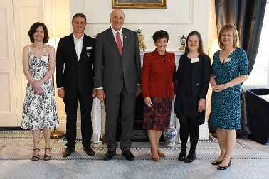 Image of Dame Patsy and Sir David with the official party before the Frances Clarke Awards at Government House