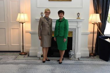 Image of Dame Patsy with HE Ms Dace Treija-Masi, Ambassador of Latvia i