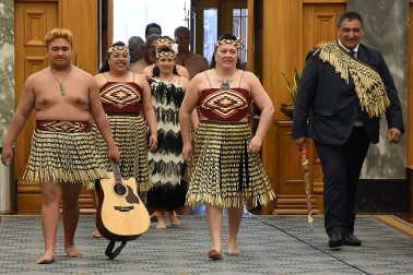 an image of Kapa haka members entering the Grand Hall