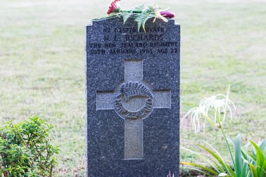 an image of One of the gravestones of the nine New Zealand defence personnel and dependents at Cheras