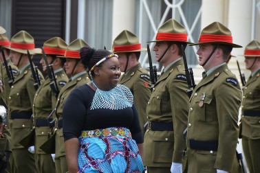 Image of the Ambassador of South Africa inspecting the Guard of Honour