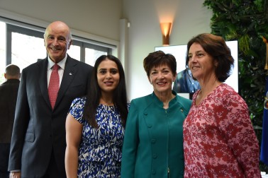 an image of Their Excellencies with Rez Gardi and Dame Susan Devoy