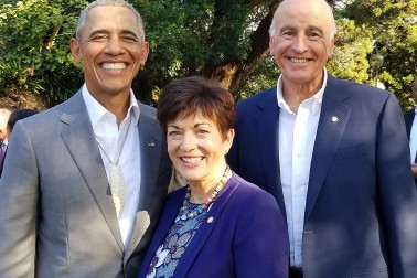 Image of Barack Obama with Dame Patsy and Sir David at Government House