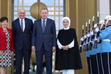 an image of Their Excellencies with HE Mr Recep Erdogan, and HE Mrs Emine Erdogan