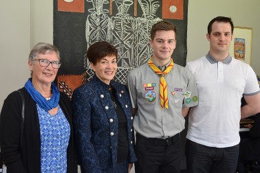 Image of Dame Patsy with Ewan Lee of the Havelock North Scout Group