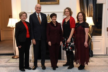 an image of Dame Patsy and Sir David with Dame Claudia Orange, guest speaker Dr Rhian Salmon and Ms Sarah Barclay, President of Zonta Wellington