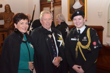 an image of Dame Patsy with Dr Steven Evans and Cascade, Cadet of the Year