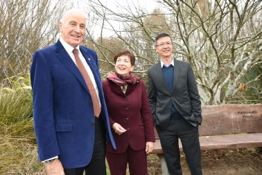an image of Dame Patsy and Sir David with Allen Lin, Chair of Selwyn Waihora Zone Committee
