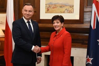 Image of Dame Patsy with the President of the Republic of Poland, HE Andrzej Duda 