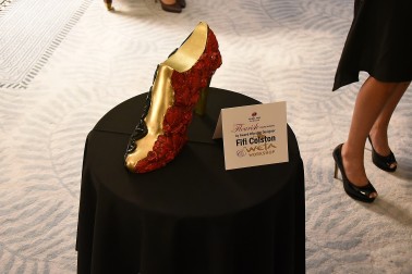 Image of a shoe sculpture by artist Fifi Colston