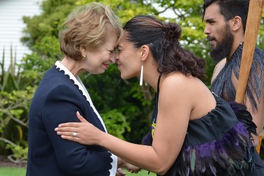 Image of a hongi for Ambassador of the Republic of France, HE Ms Sylvaine Carta-Le Vert