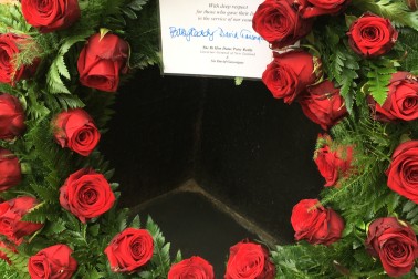 an image of The wreath for the New Zealand Memorial in Hyde Park