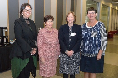 Image of Dame Patsy with Prof Rawinia Higgins, Prof Sonia Mazey and Annemarie de Castro