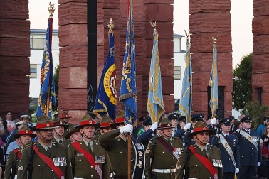 Image of NZDF parading the colours