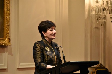 an image of Dame Patsy welcoming guests to the Arts Patron Dinner