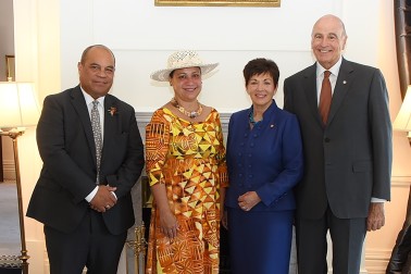 an image of Hon Aupito William Sio, HE Mrs Elizabeth Foster Wright-Koteka, Dame Patsy Reddy and Sir David Gascoigne