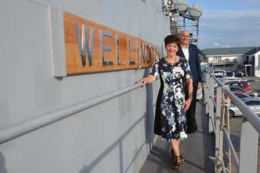 an image of Dame Patsy and SIr David on HMNZS Wellington