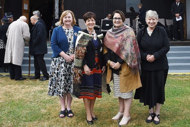 Image of Cabinet Minister, Dr Megan Woods; Dame Patsy; Ngai Tahu Kaiwhakahaere Lisa Tumahai and Christchurch Mayor, Lianne Dalziel