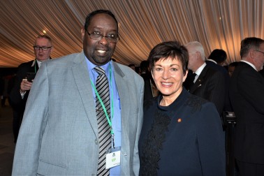Dame Patsy with Ahmed Tani, from the Canterbury Refugee Council