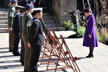 Dame Patsy placed her wreath and paid her respects