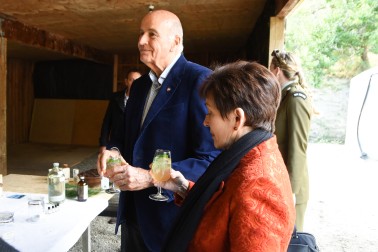 Image of Dame Patsy and Sir David sampling a pine oil infused soda