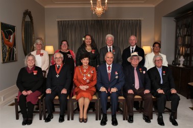 Their Excellencies with the ten recipients of the 20 May 2019 investiture ceremony